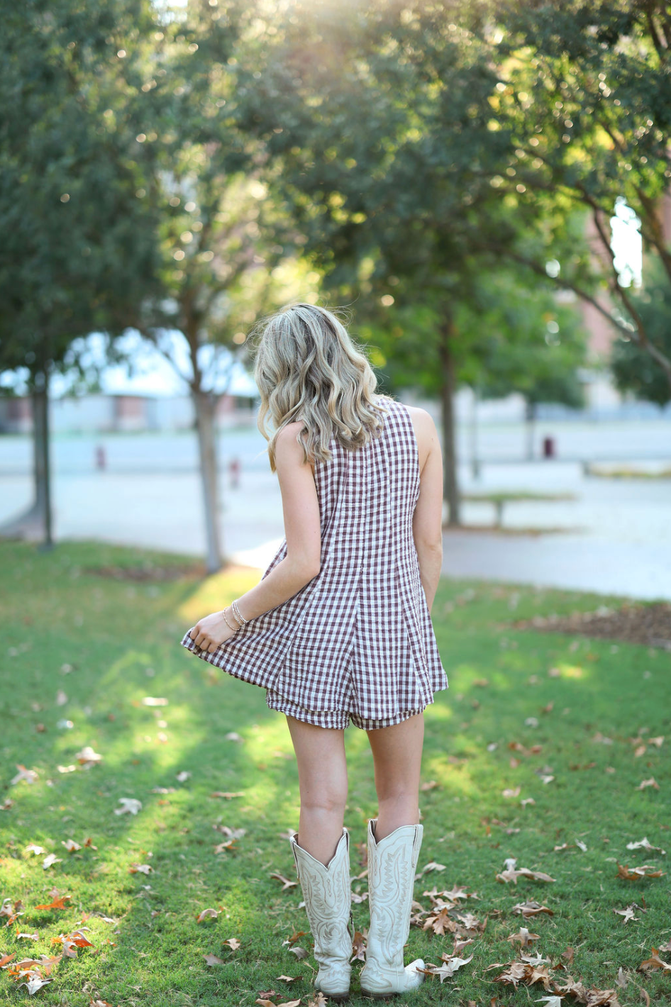 Rally Romper- Brown & Ivory
